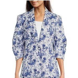 Tyler Boe Cooper Twill Toile Notch Lapel Collar 3/4 Sleeve Blazer SZ 2 EUC